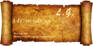 Lóth Géza névjegykártya